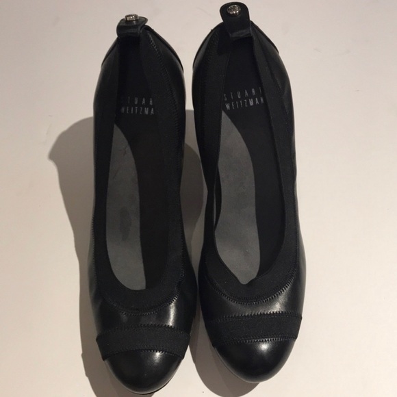 Never Worn ✨ Stuart Weitzman Black Leather Ballerina Pumps Sz 7 - Picture 2 of 10